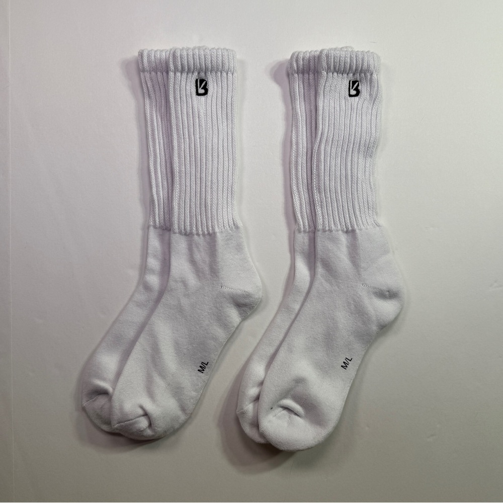 Buff Bunny Scrunch Crew Socks - White, M/L